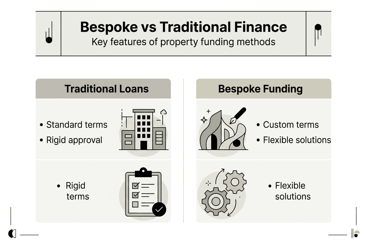 Infographic comparing bespoke and traditional finance