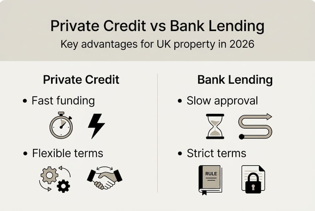 Infographic comparing private credit and bank lending