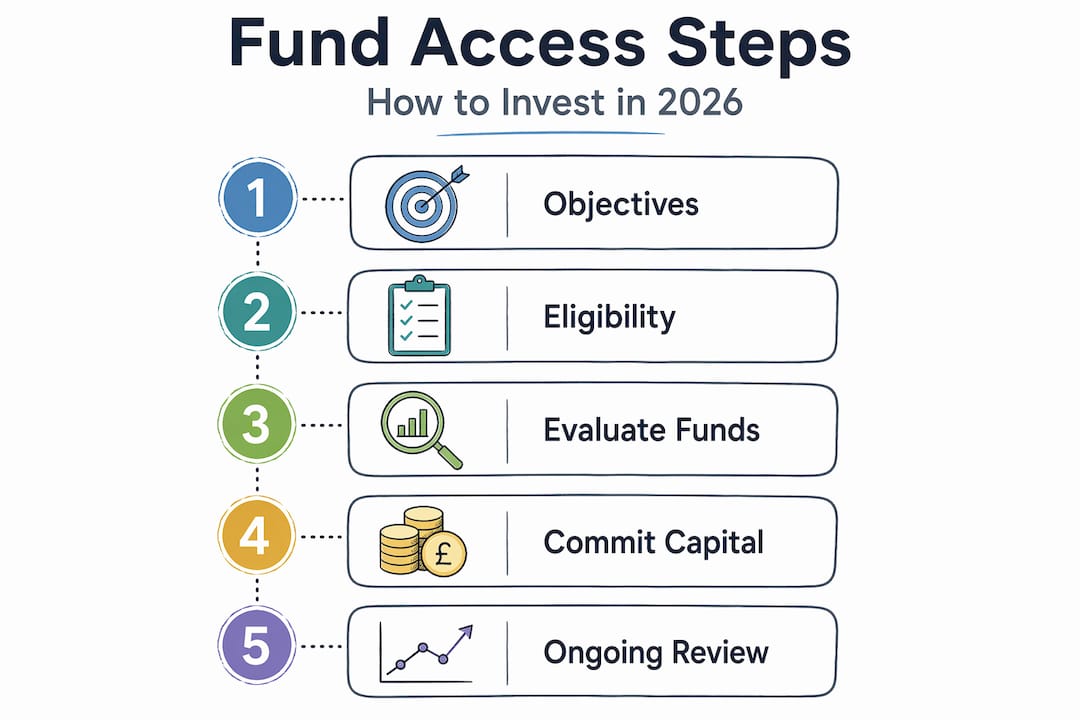 Infographic showing steps to access private credit funds