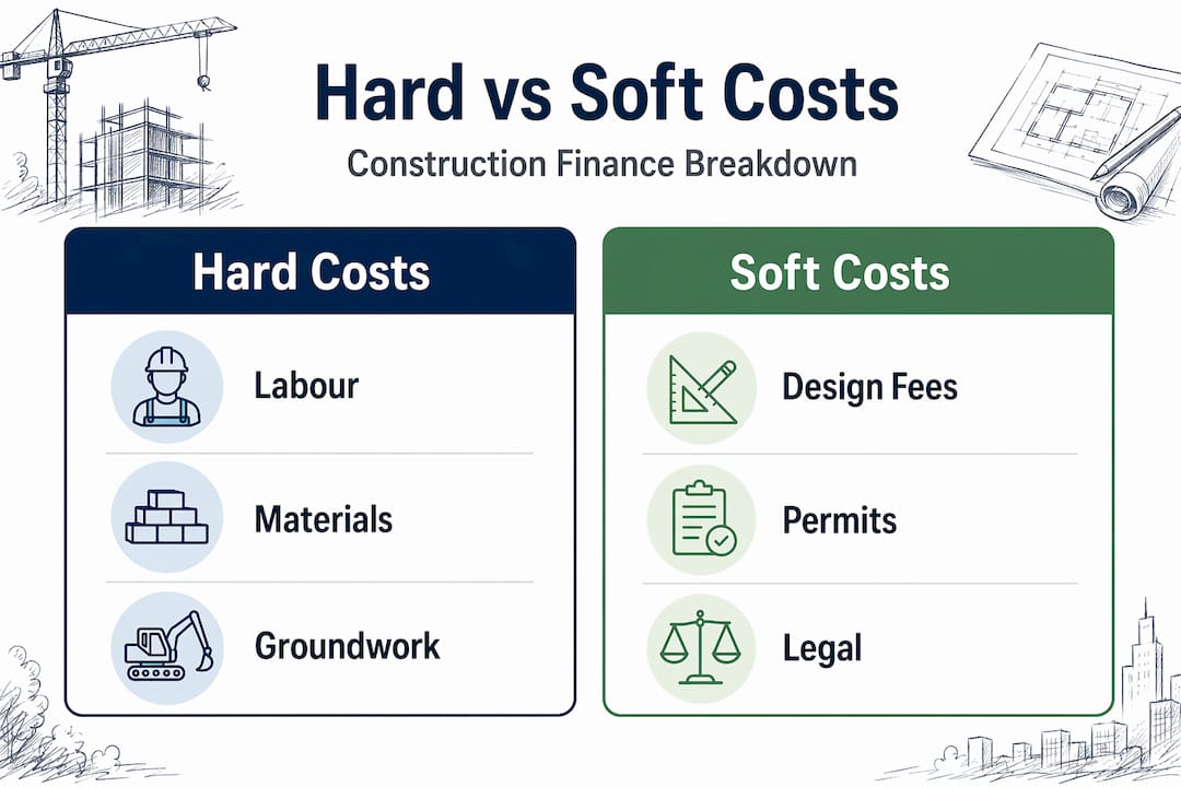 Infographic comparing hard costs and soft costs