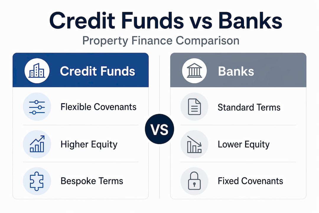 Infographic comparing credit funds and traditional banks