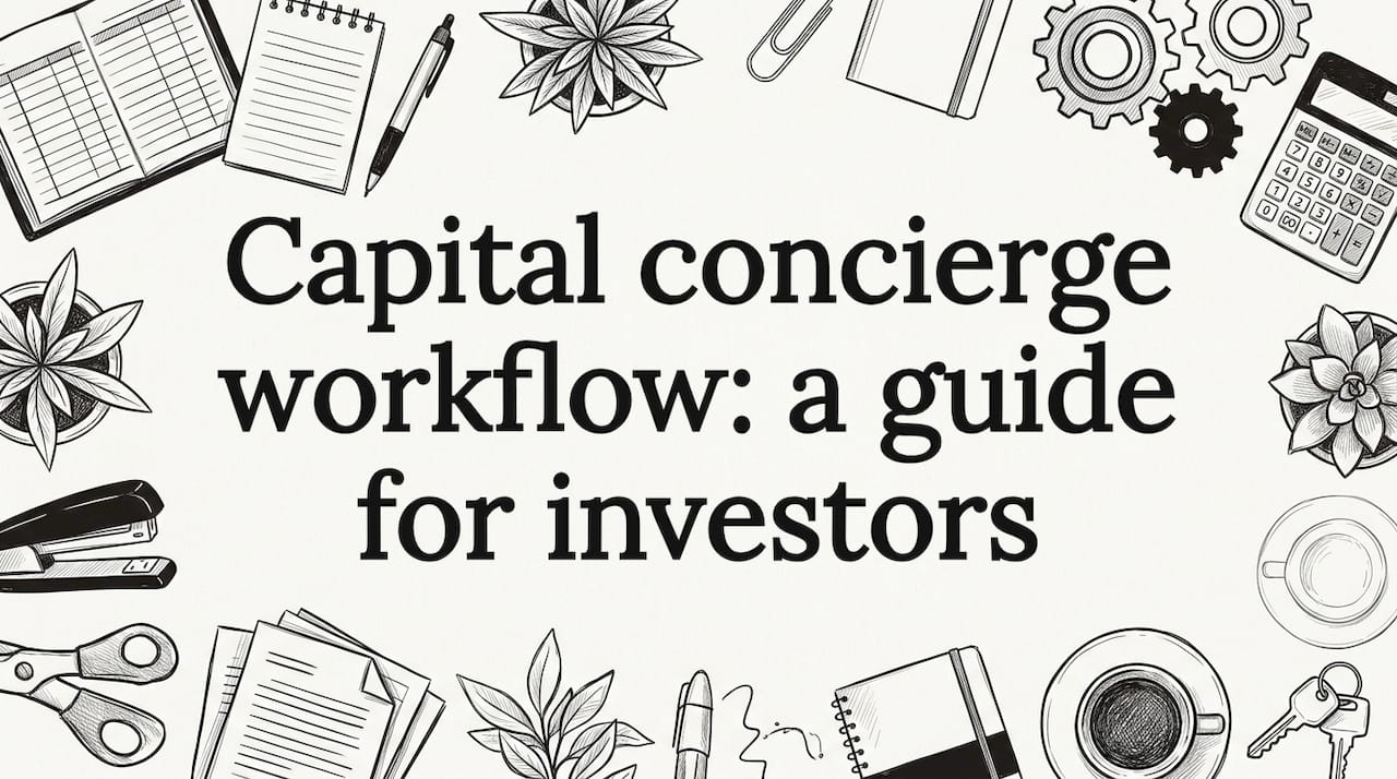 Hand-drawn title card with finance tools framing blank center