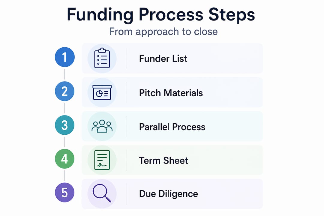 Vertical infographic showing property funding process stages