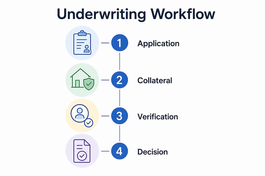 Infographic showing underwriting workflow steps