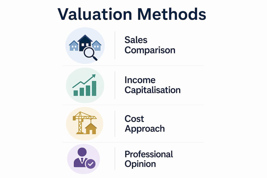 Infographic showing property valuation methods flow
