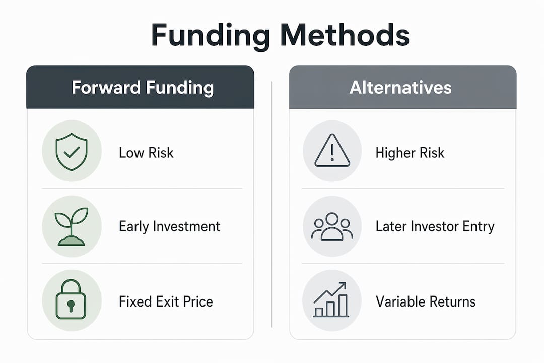 Infographic comparing forward funding with other property financing