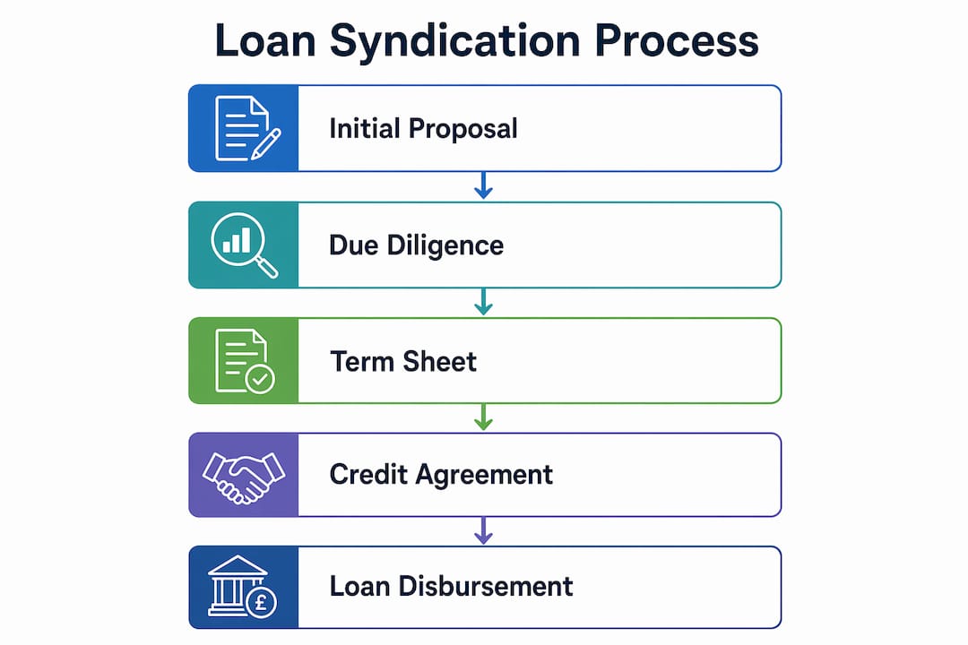 Infographic detailing loan syndication process steps