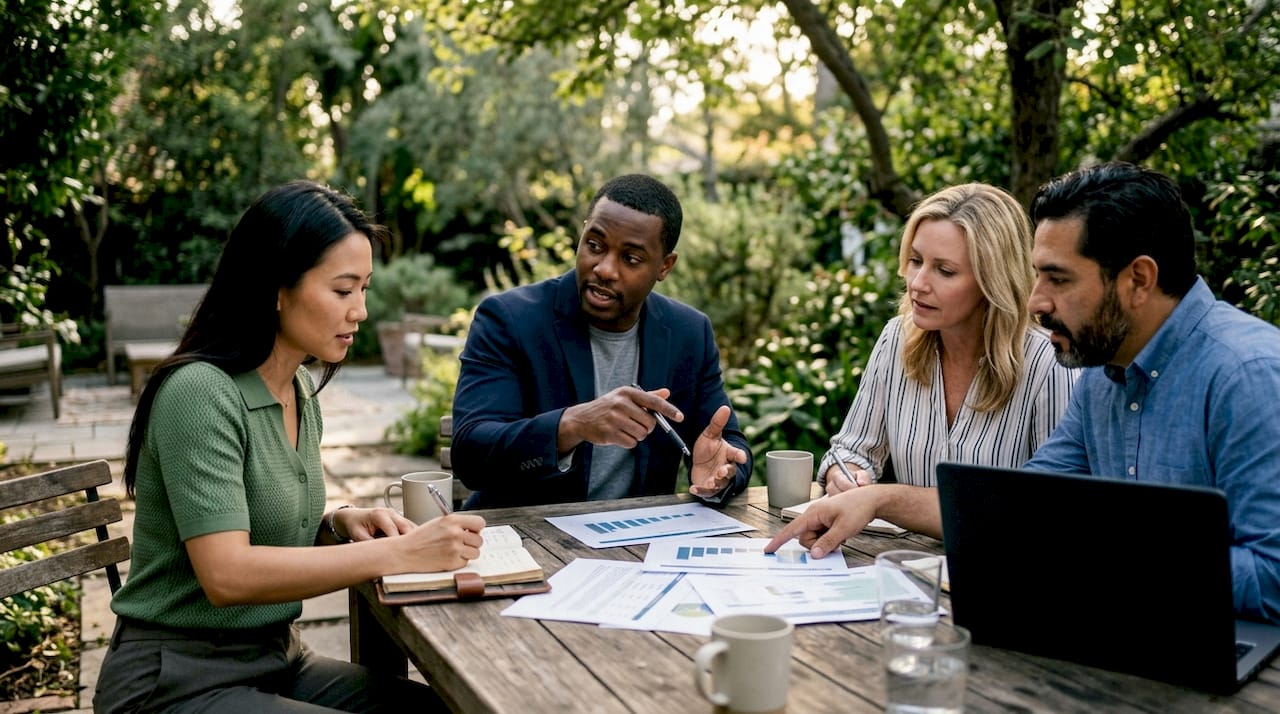 Team discussing syndicated loan governance