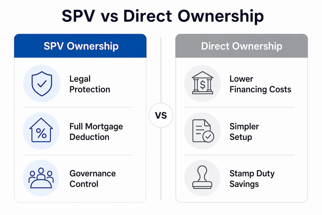 Infographic comparing SPV and direct property ownership