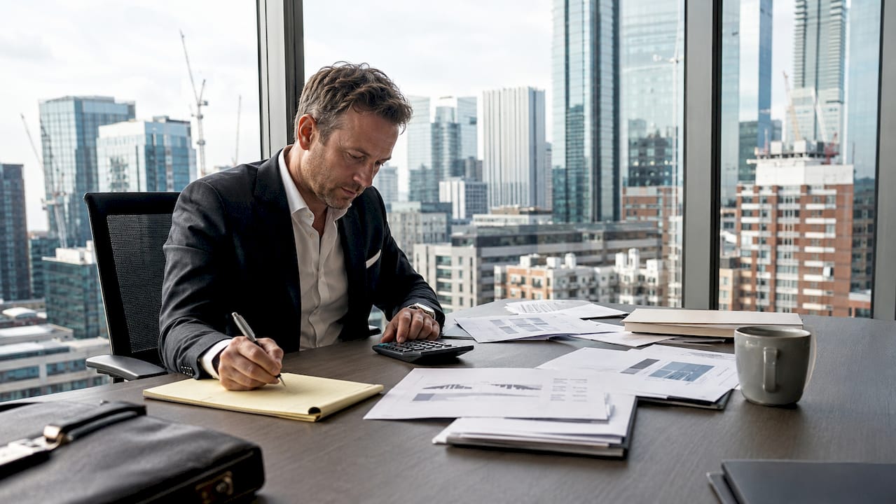 Developer reviewing debt structure papers