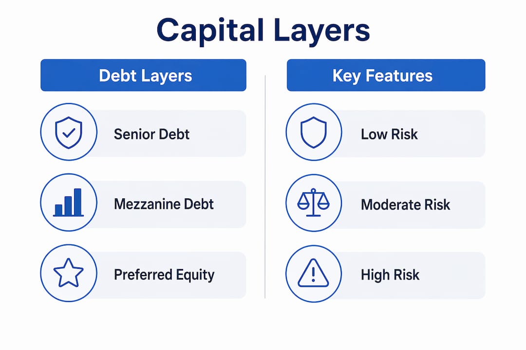 Infographic showing comparison of capital layers