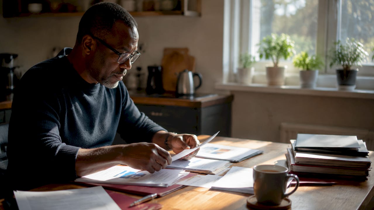Developer reviewing UK property finance documents