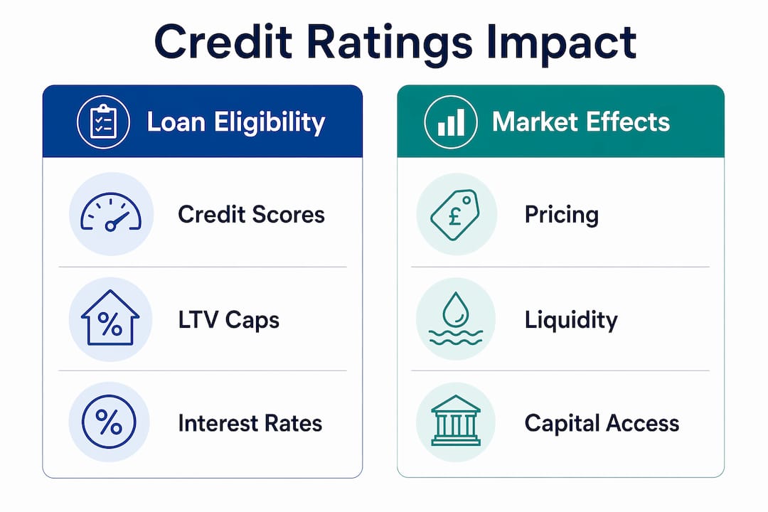 Infographic showing credit ratings impact on property loans and market