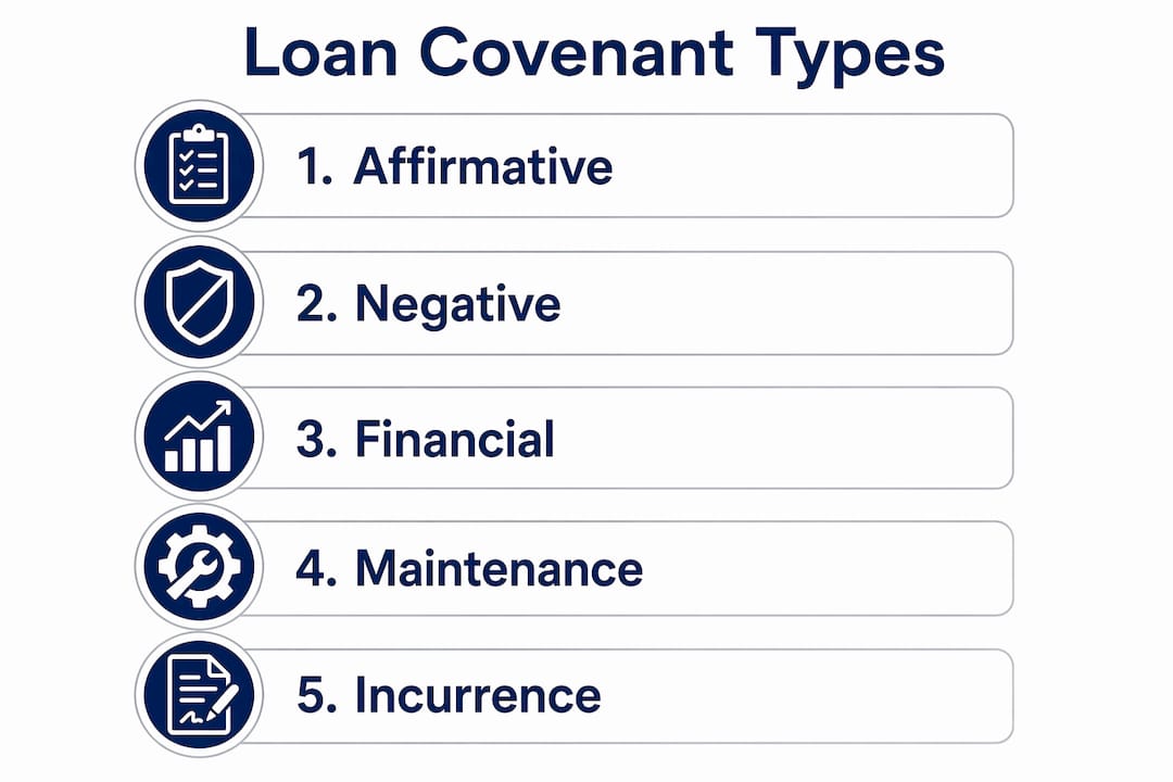 Infographic showing main loan covenant types