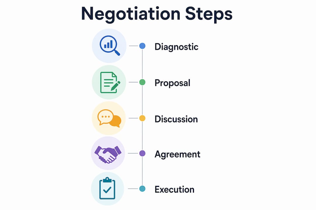 Infographic outlining negotiation process steps