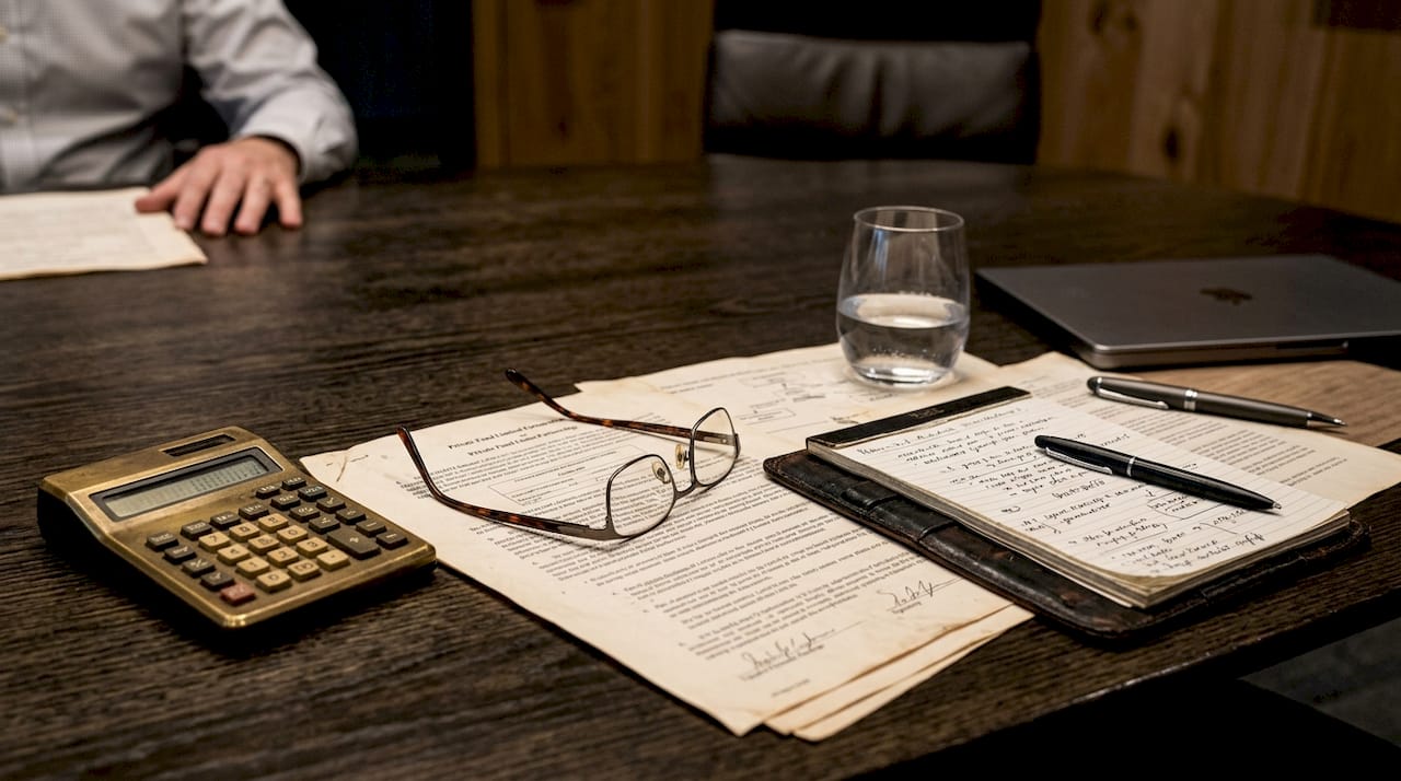 Overhead view of fund structuring documents