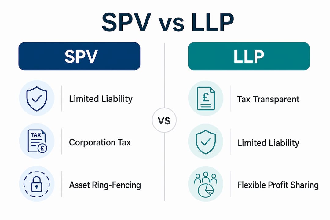 Infographic comparing SPV and LLP joint venture structures