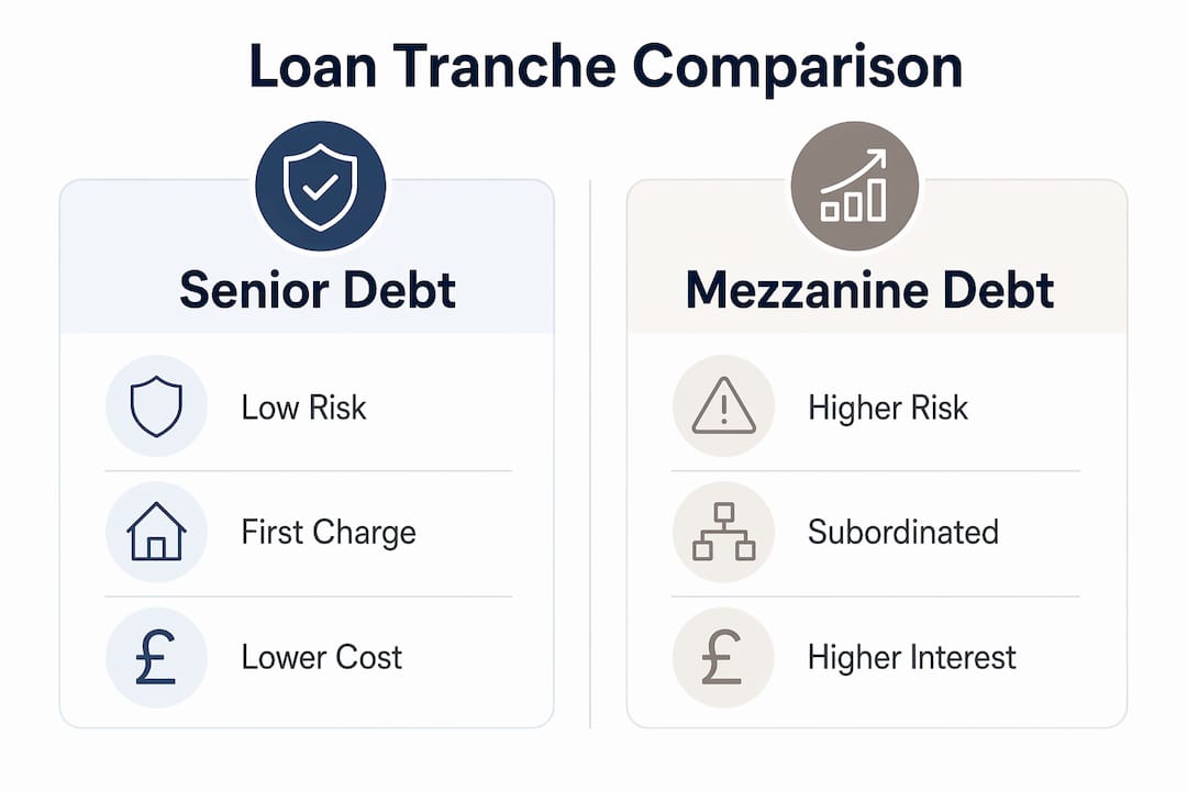 Infographic comparing senior and mezzanine loans