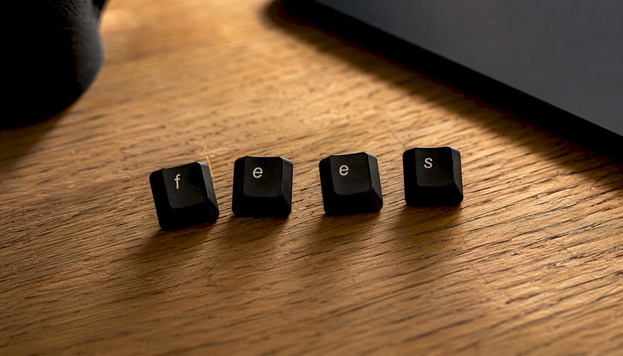 Keyboard keys spelling fees
