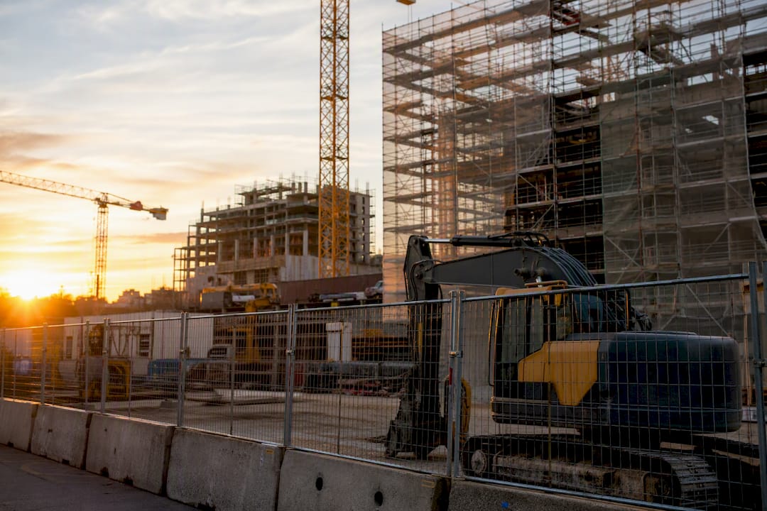 Urban development site with secured construction assets