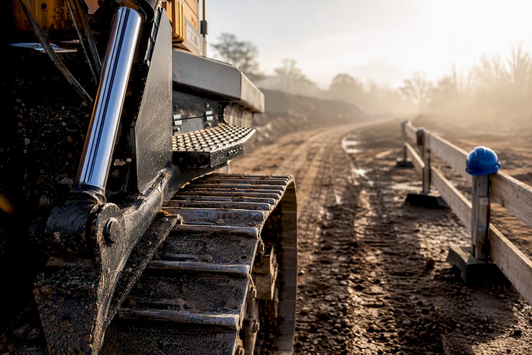 Construction machine detail at UK worksite