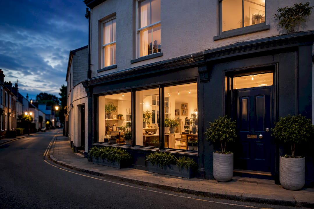 English mixed-use shop with flat above