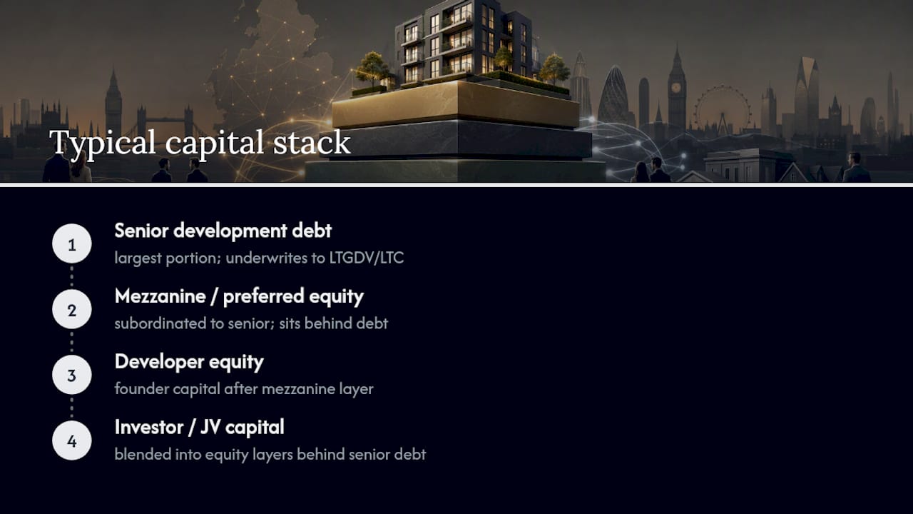Layered capital stack for property development