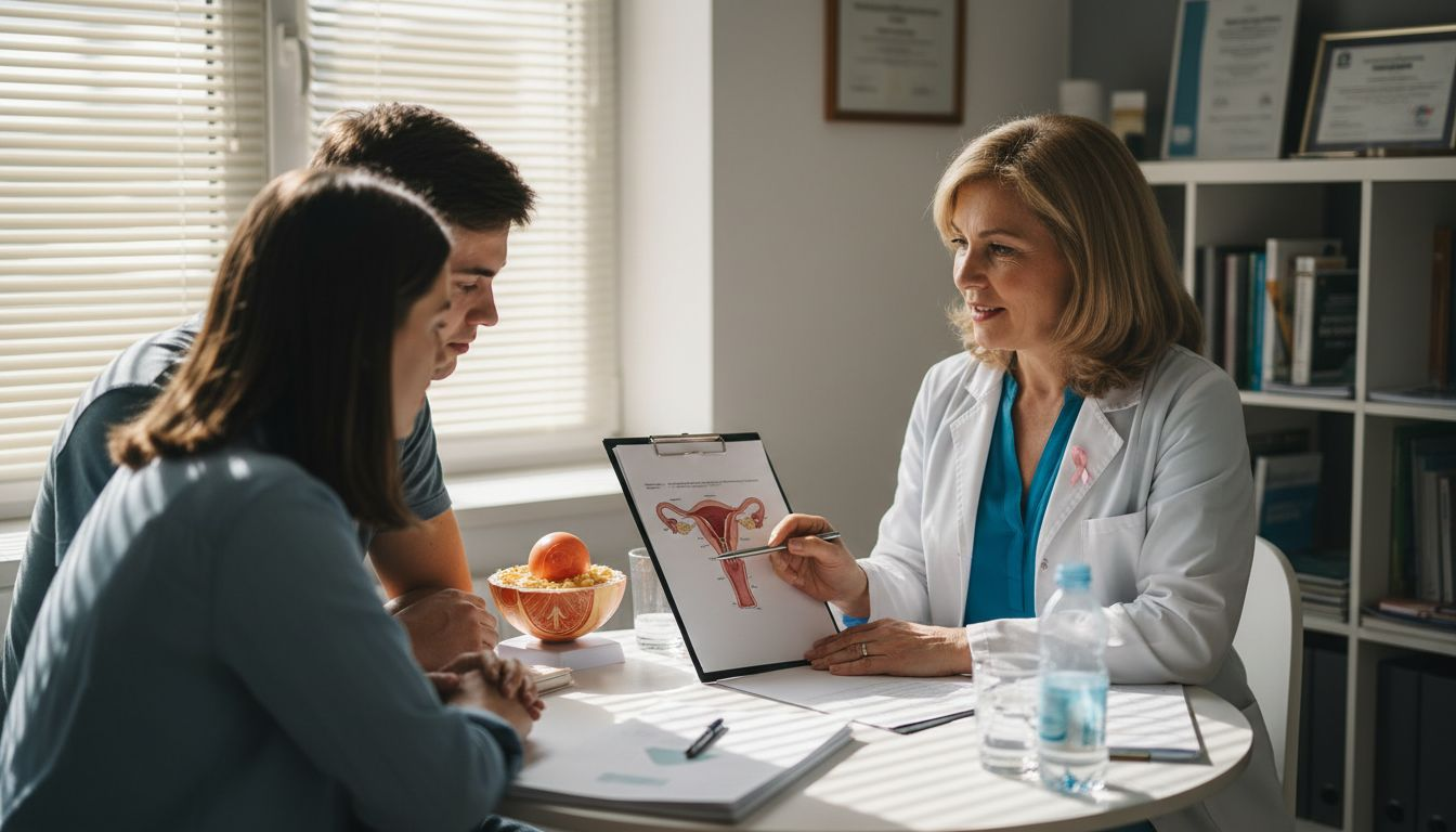 Doctor discusses fertility options with young couple