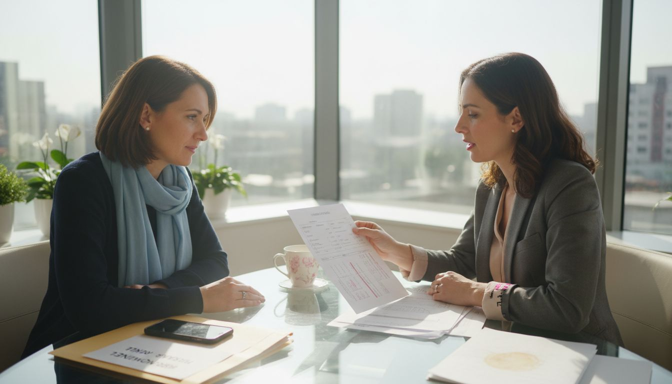 Woman consulting fertility specialist in clinic