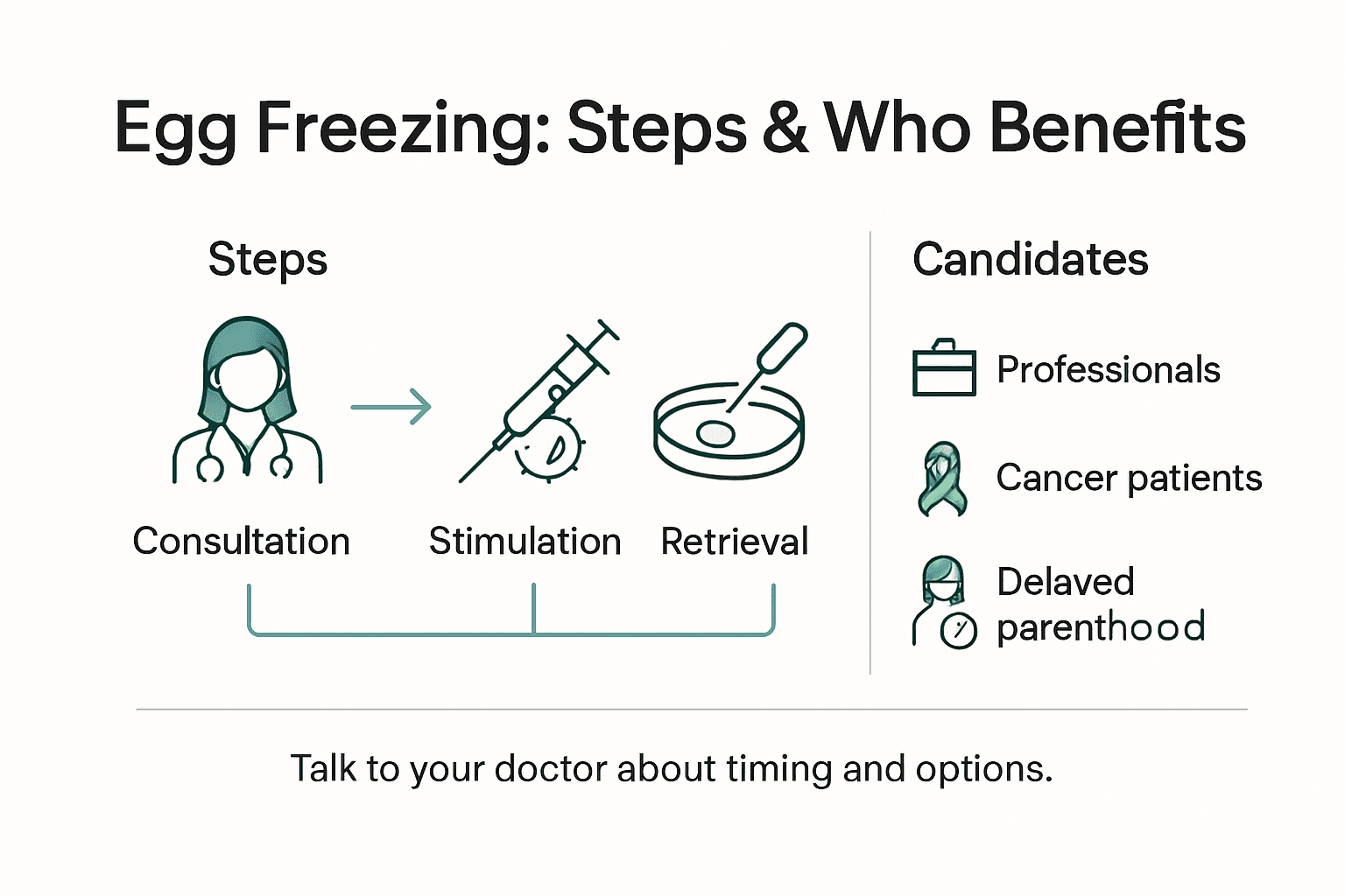 Infographic shows egg freezing steps and candidates