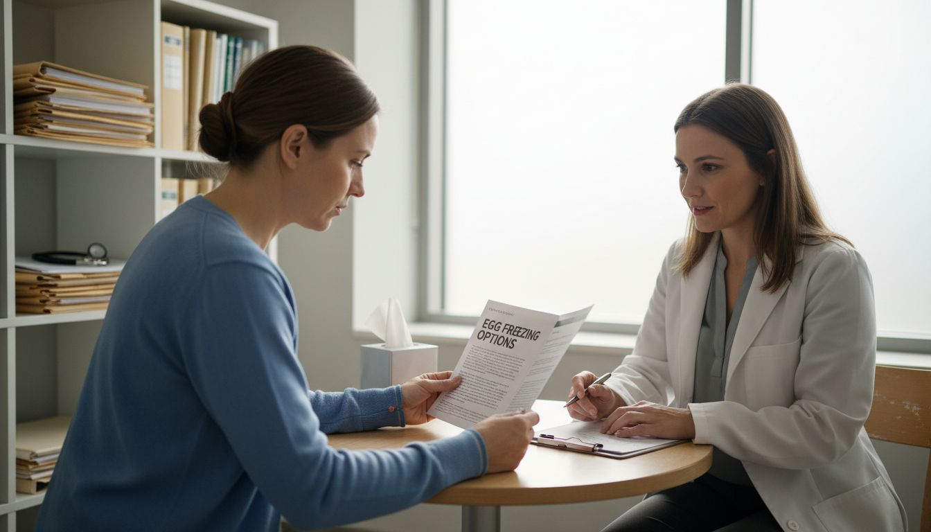 Woman consulting doctor about egg freezing