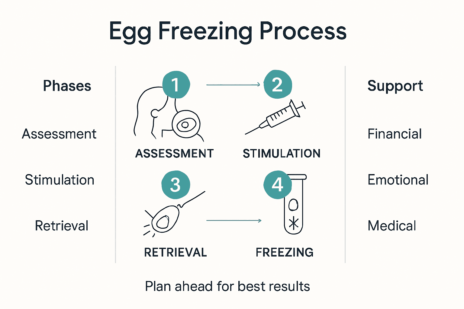 Infographic showing egg freezing steps