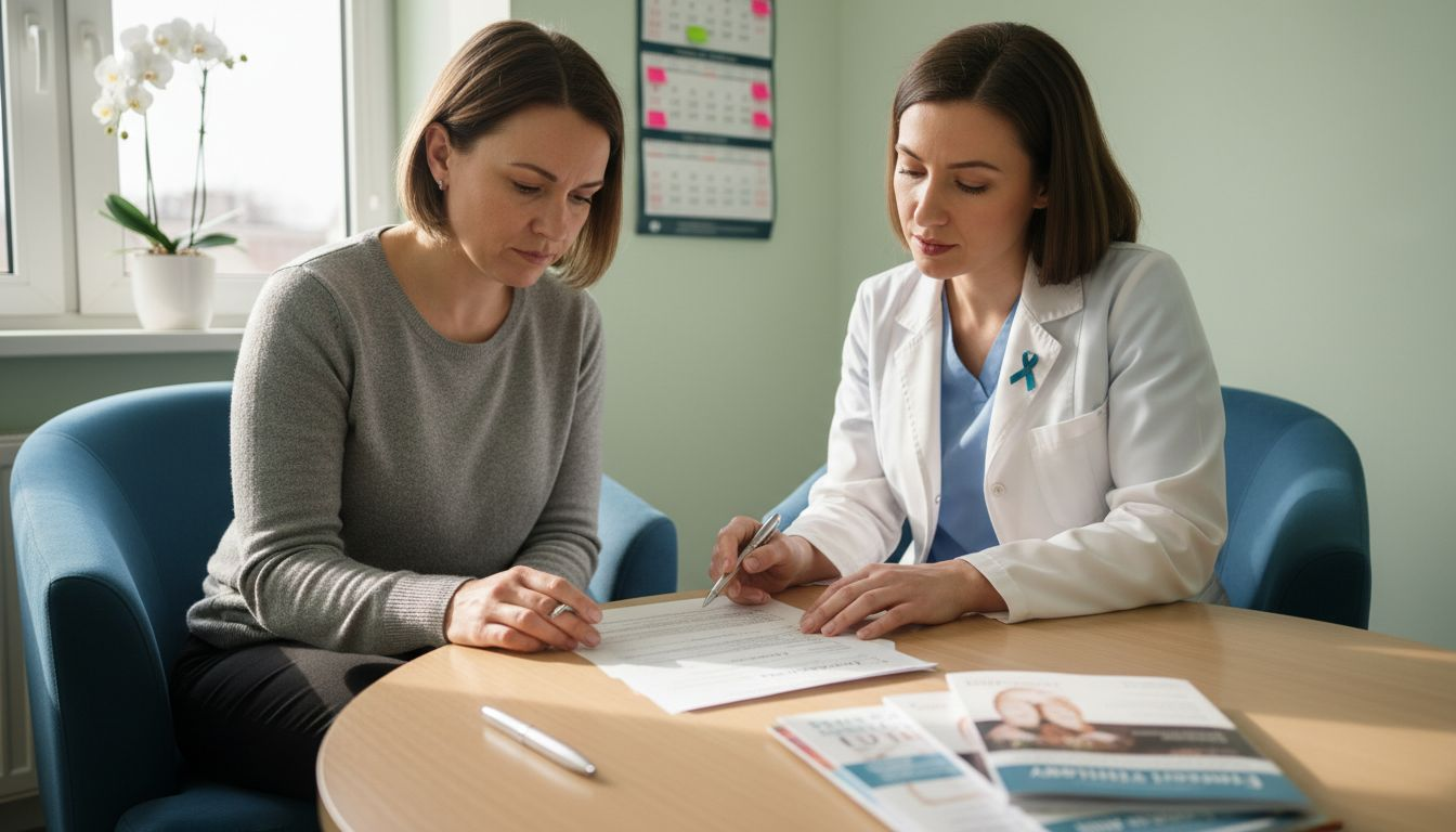 Woman and doctor reviewing IVF fertility diagnosis