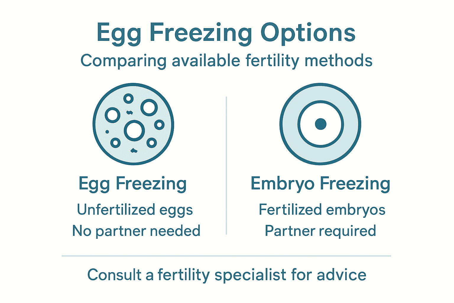 Infographic comparing egg and embryo freezing
