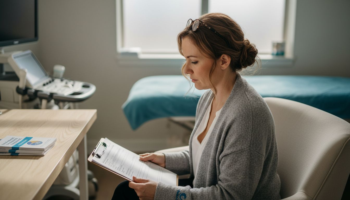 Woman reviewing fertility assessment forms