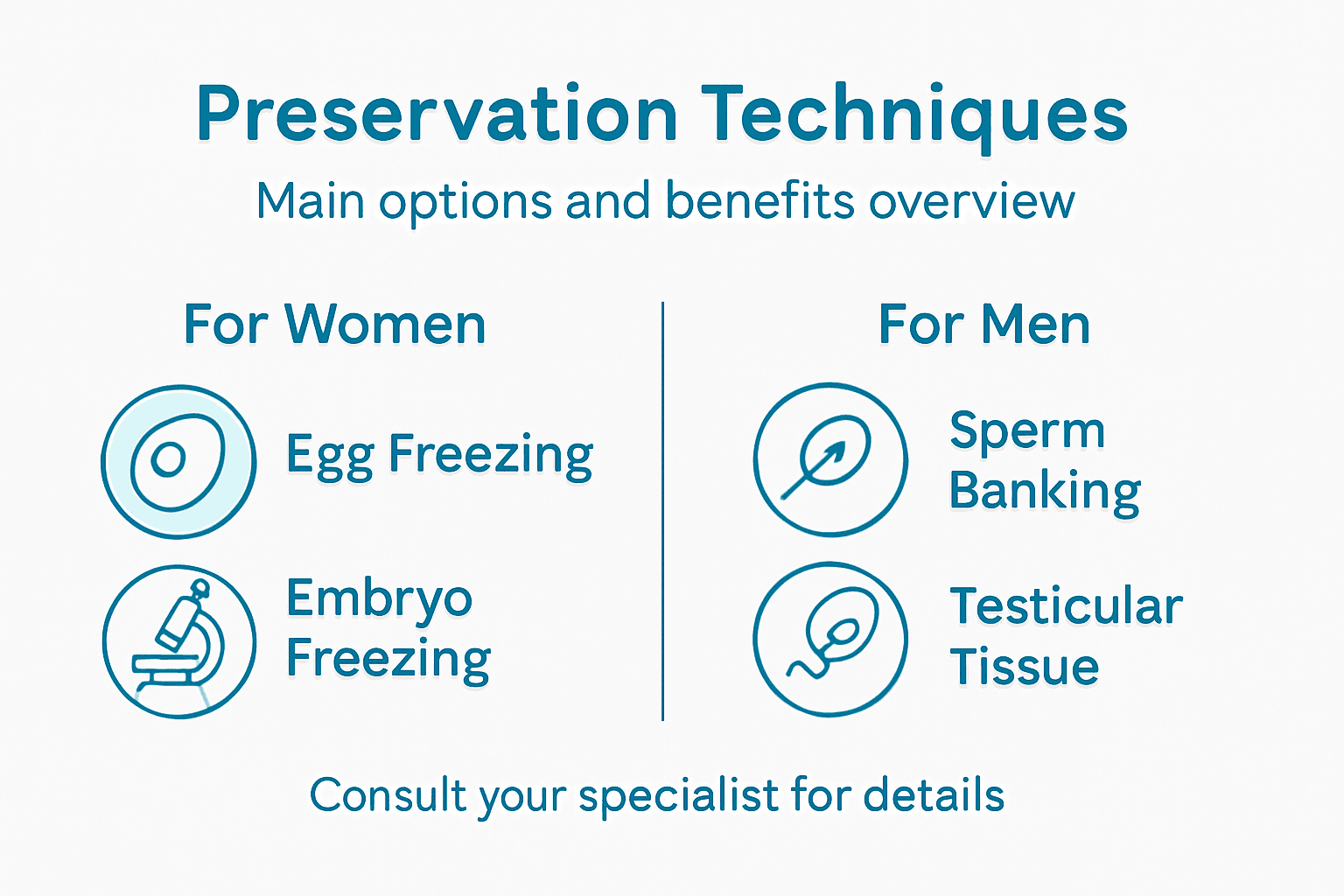 Infographic showing fertility preservation options