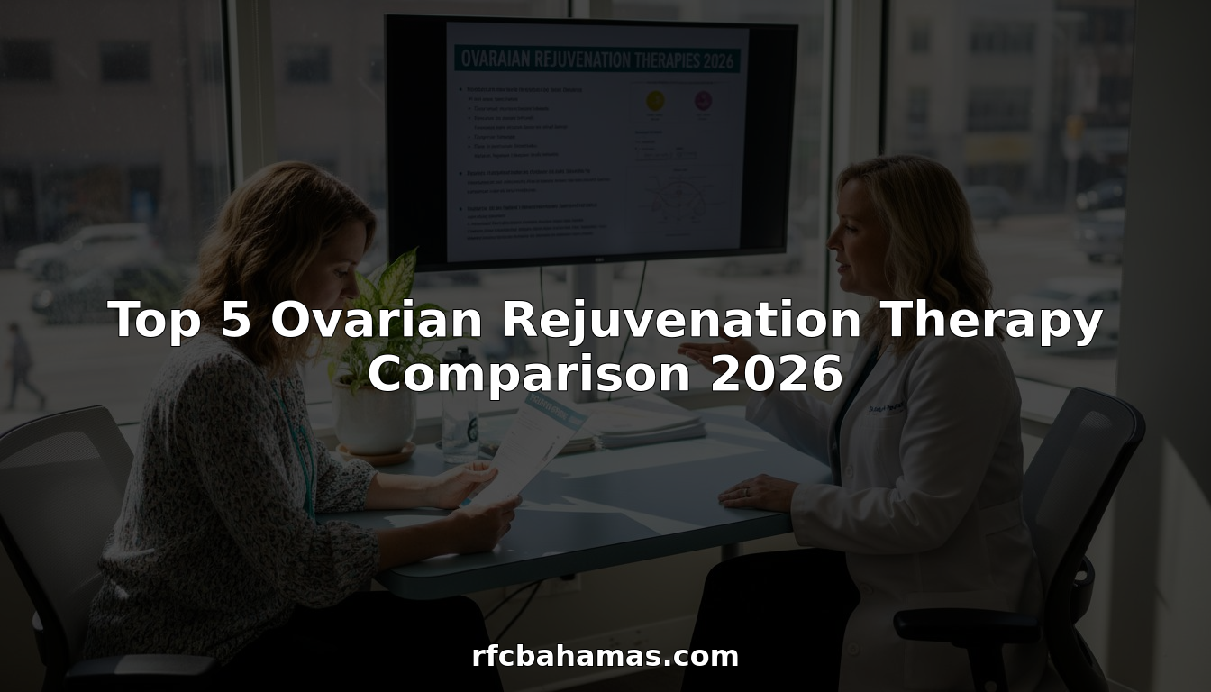 Women at fertility clinic reviewing ovarian therapy options