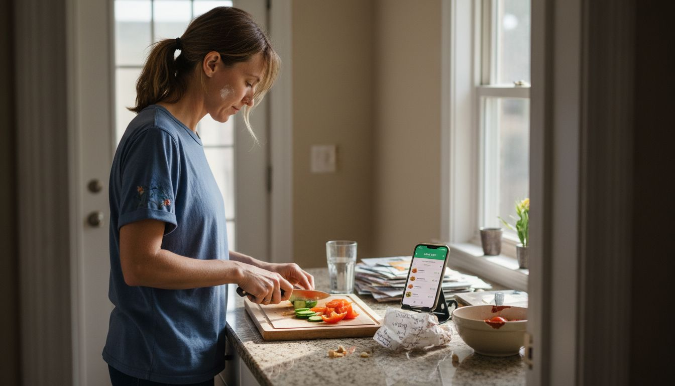 Woman preparing nutritious meal at home