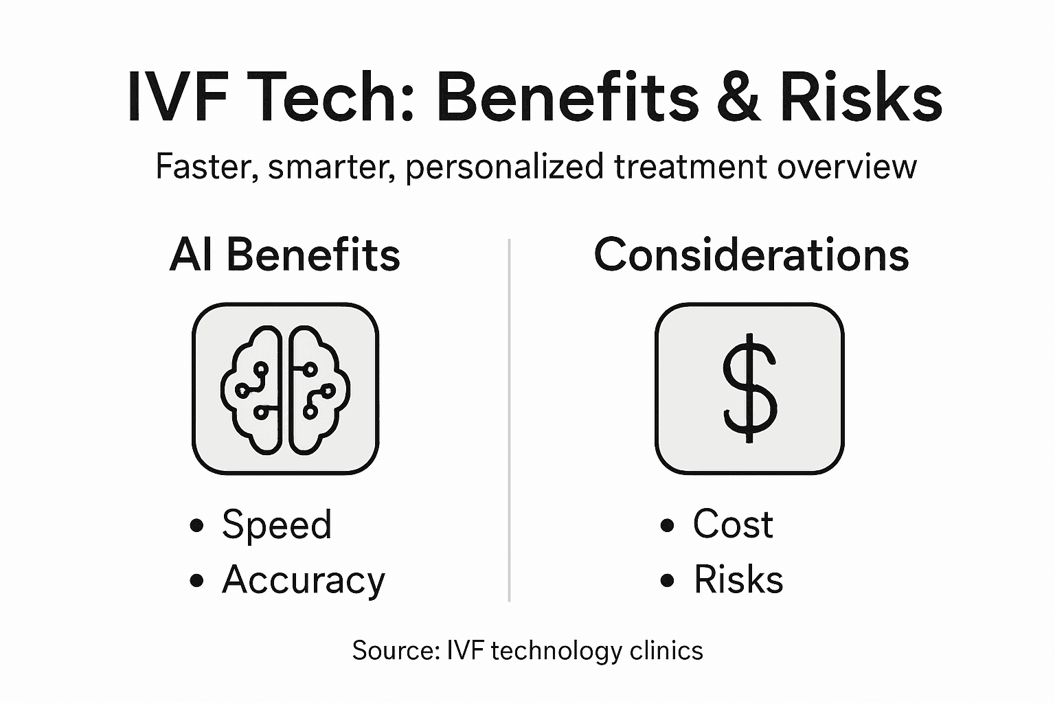 Infographic of IVF tech benefits and risks