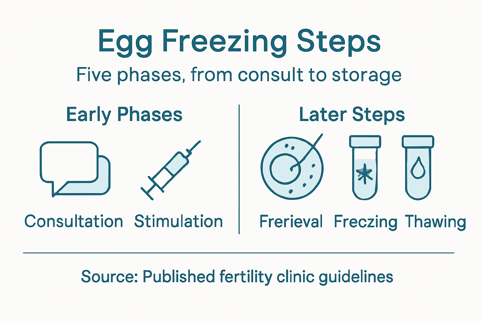 Infographic of egg freezing step-by-step process