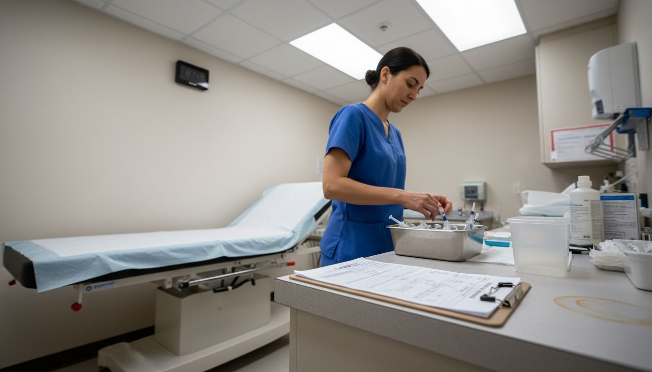 Fertility egg retrieval room setup scene