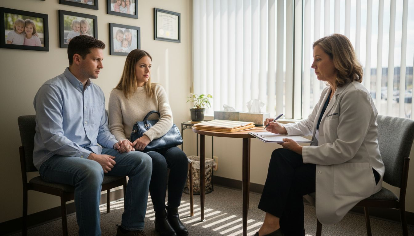 Couple consulting doctor about fertility options