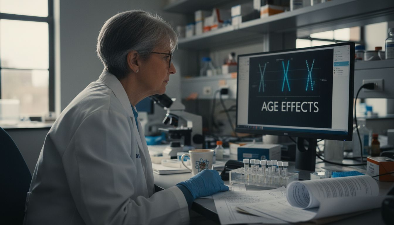 Technician examining egg cell samples in lab