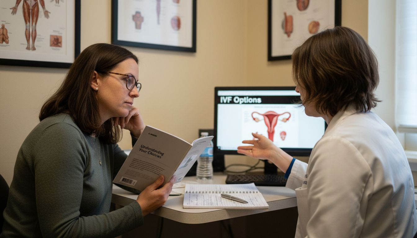 Woman discussing IVF with fertility specialist