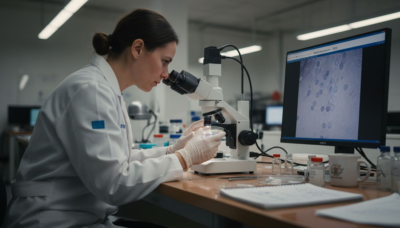 Lab technician analyzing embryo samples