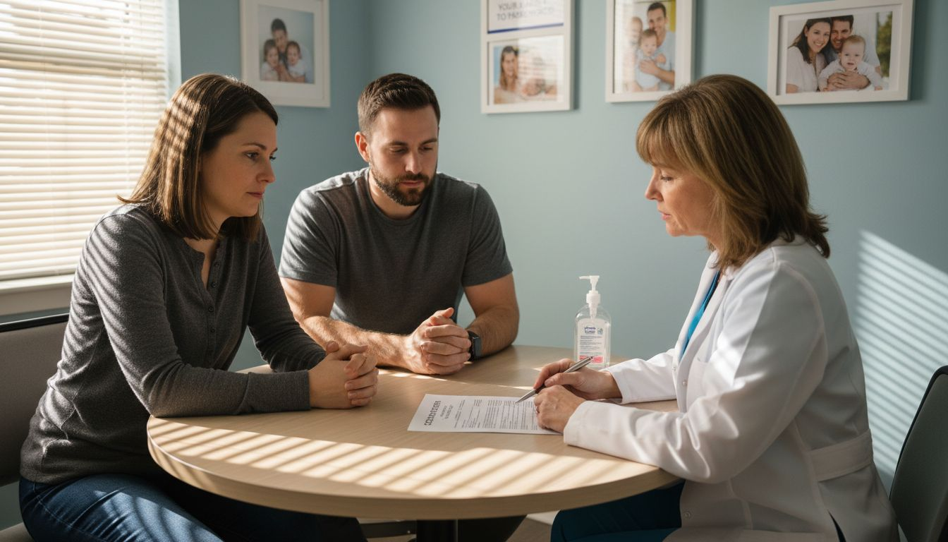 Couple meets fertility doctor for consultation