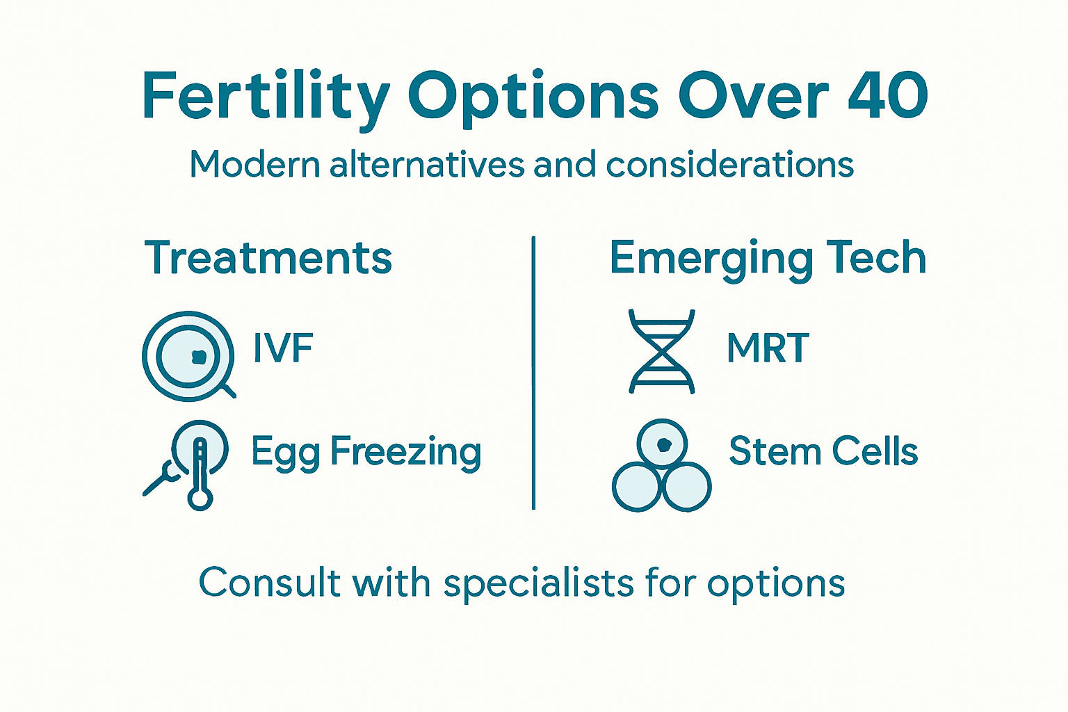 Infographic summarizing fertility options for women over 40