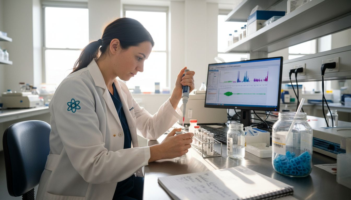 Lab technician handling patient sample analysis