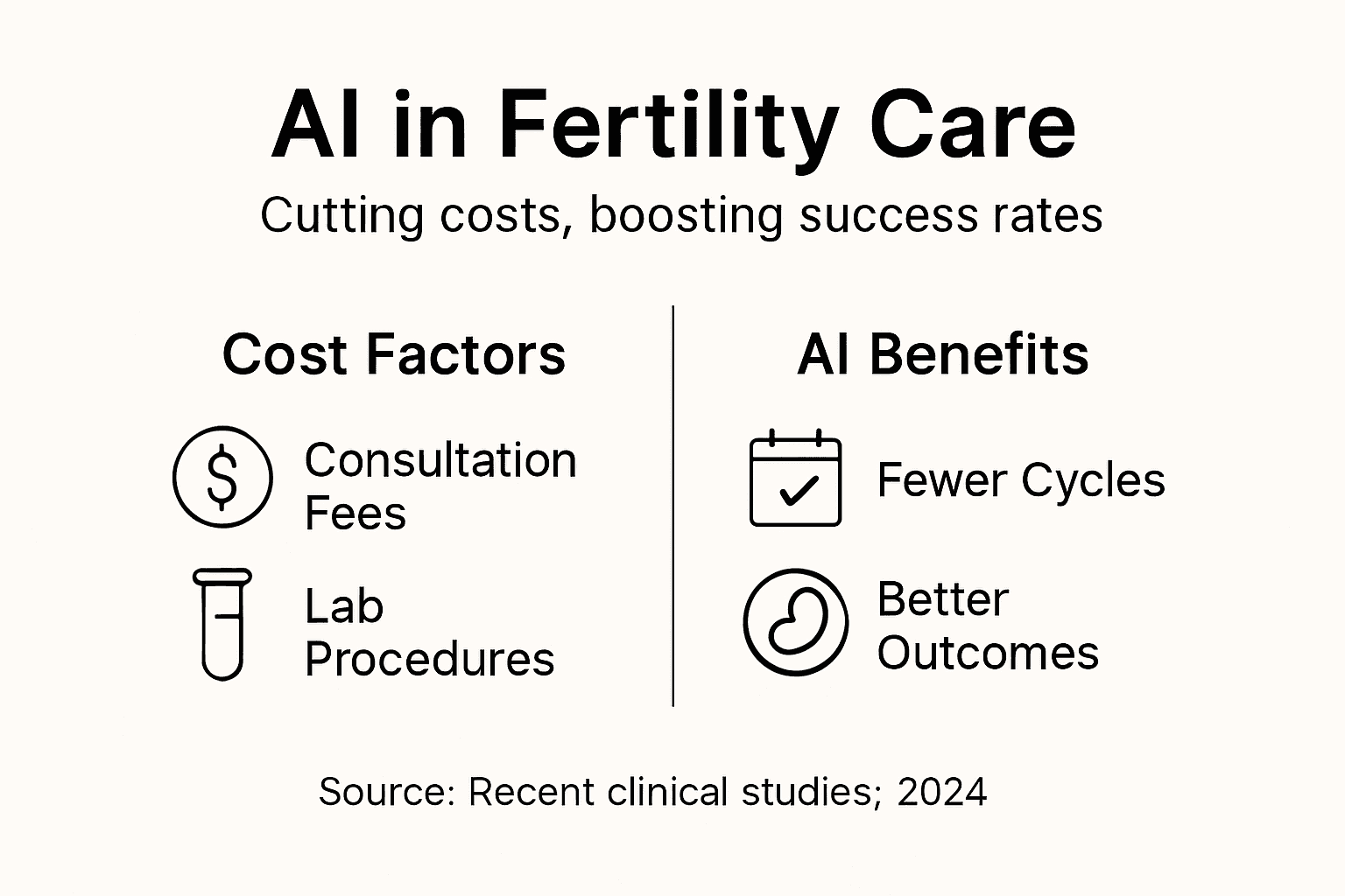 Infographic outlining AI cost savings in fertility