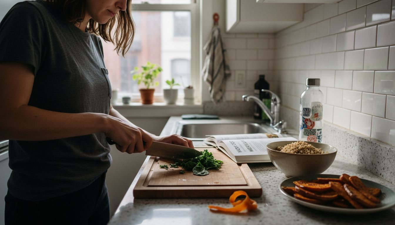 Woman preparing healthy fertility-boosting meal